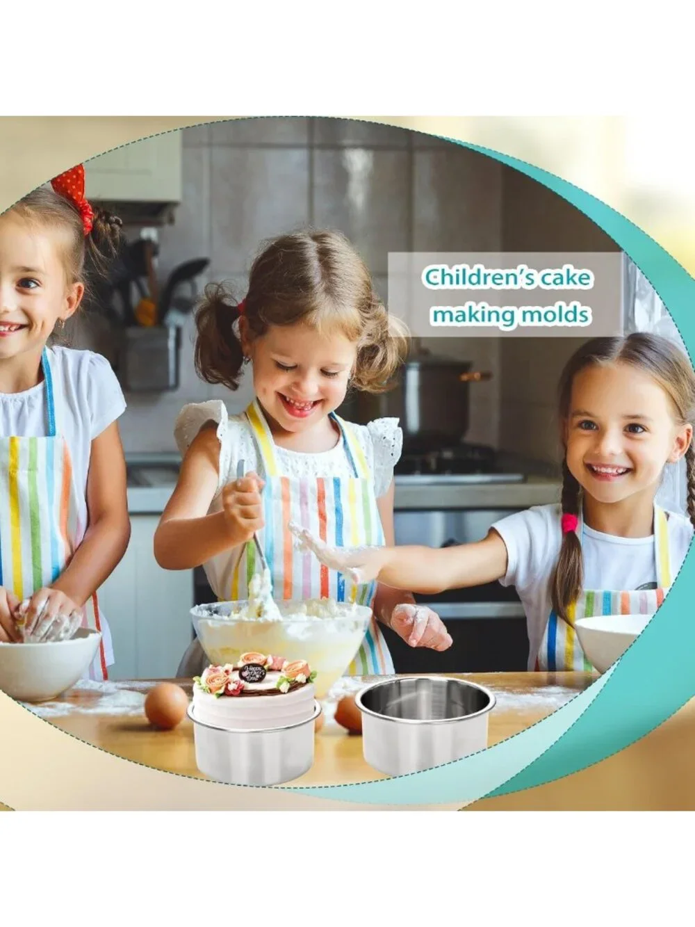 9-Pack Mini Round Cake Pan Set with Easy Lift Liners - Stainless Steel, Oven